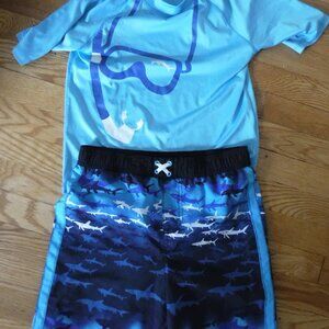 iXtreme Boys 2 Piece Swim Shorts and Short Sleeve Shirt Swim Size 10-12